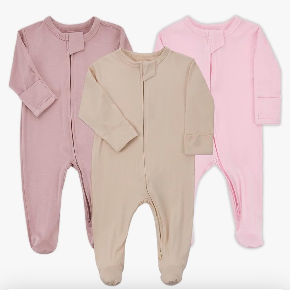 NWT baby pajamas. Sz 6-9 months. Pink, beige, & grey!